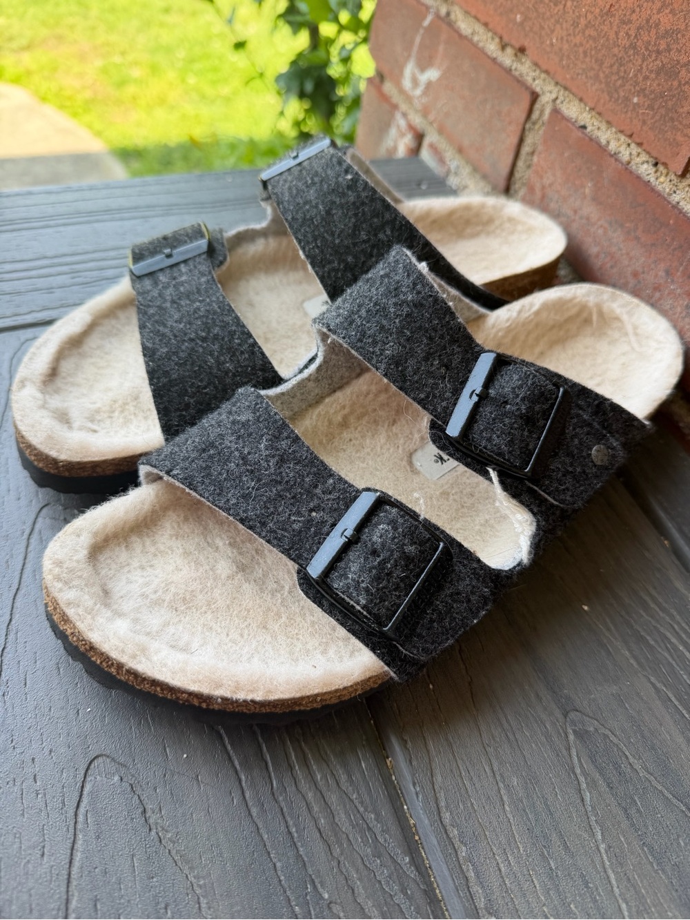 Birkenstock Arizona Rivet Wool Felt Sandals EU 40 Gray Anthracite Cozy Slides - Picture 4 of 13